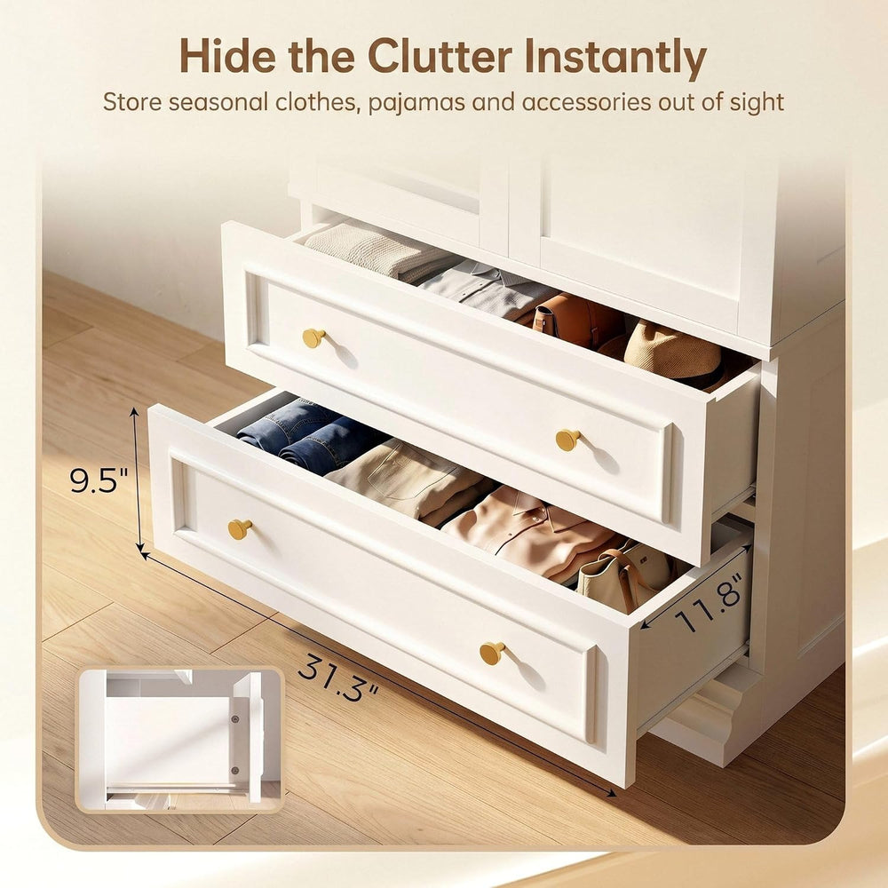 LIKIMIO Armoire Wardrobe Closet with Full Length Mirror, 3 Open Shelves | 71&...