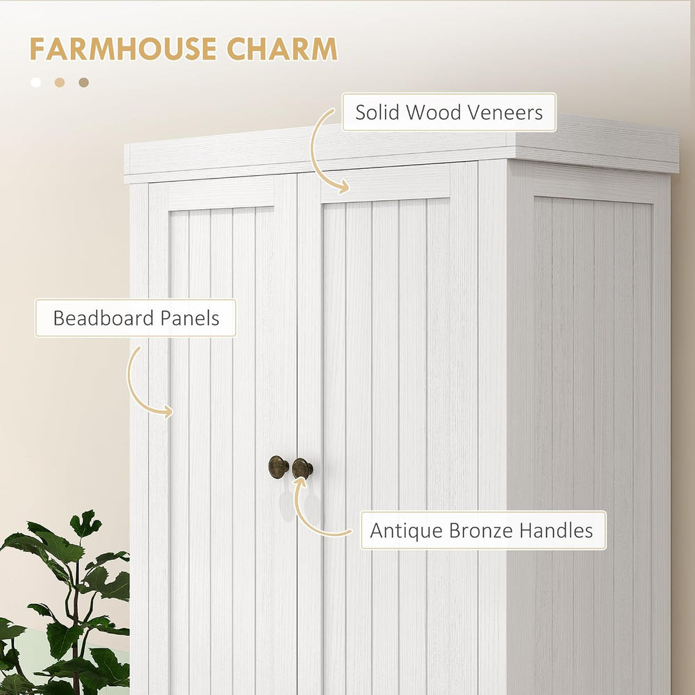 72" Farmhouse Kitchen Pantry Cabinet, Freestanding Tall Storage Cabinet ...
