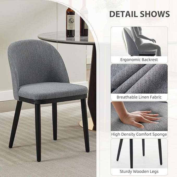 Garvee Wooden Dining Chairs Set of 4, Upholstered Kitchen Dining Room Chair, ...