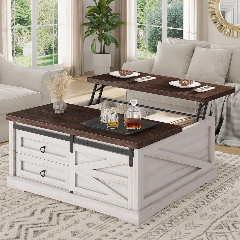 Itaar 39.4'' Lift Top Coffee Table with Storage, Farmhouse Coffee Tab...