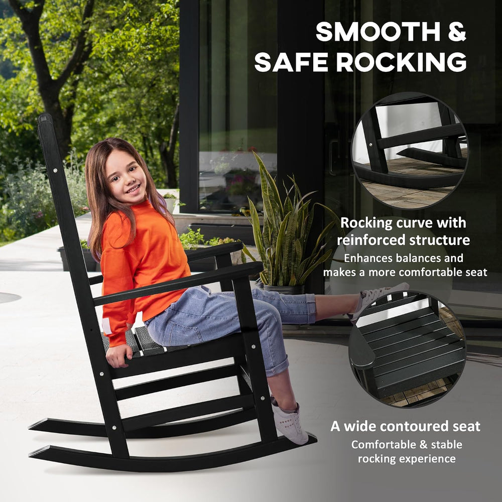 Outsunny 2 Pieces Outdoor Rocking Chair, All Weather-Resistant HDPE Rocking P...