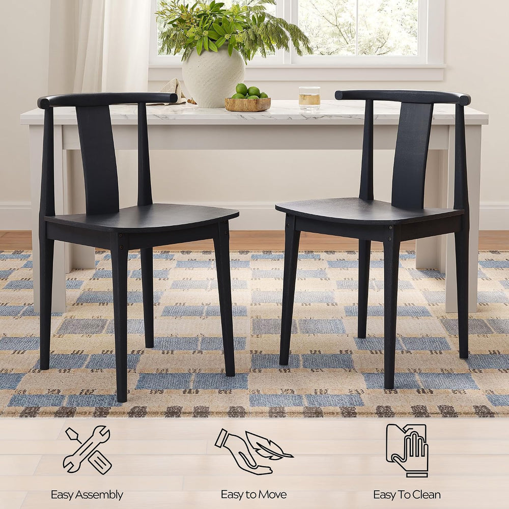 EYYTHUNG Wood Dining Chairs Set of 2, Farmhouse Kitchen Chairs with Curved Ba...