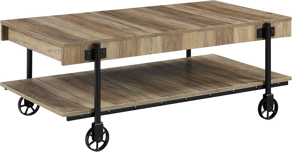 Furniture of America Cleon Industrial Open-Shelf 3-Piece Coffee, End and Sofa...