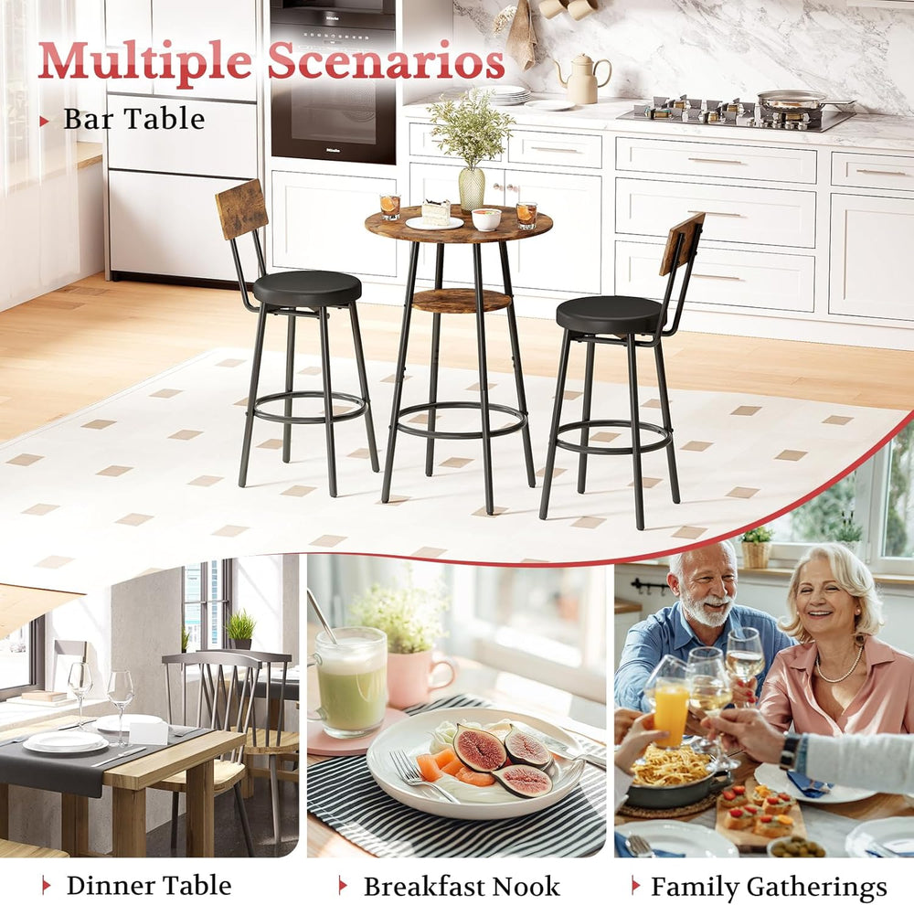 Kiivakii 3 Pieces Round Bar Table and Chairs Set Pub Table and Chairs for 2 |...