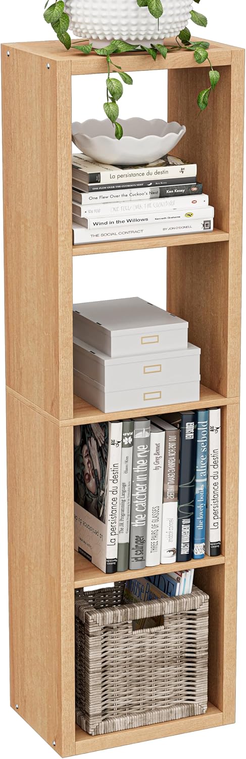 Cube Storage Organizer Bookcase, Small 4 Tier 11 inch Open Back Cubical Shelf...