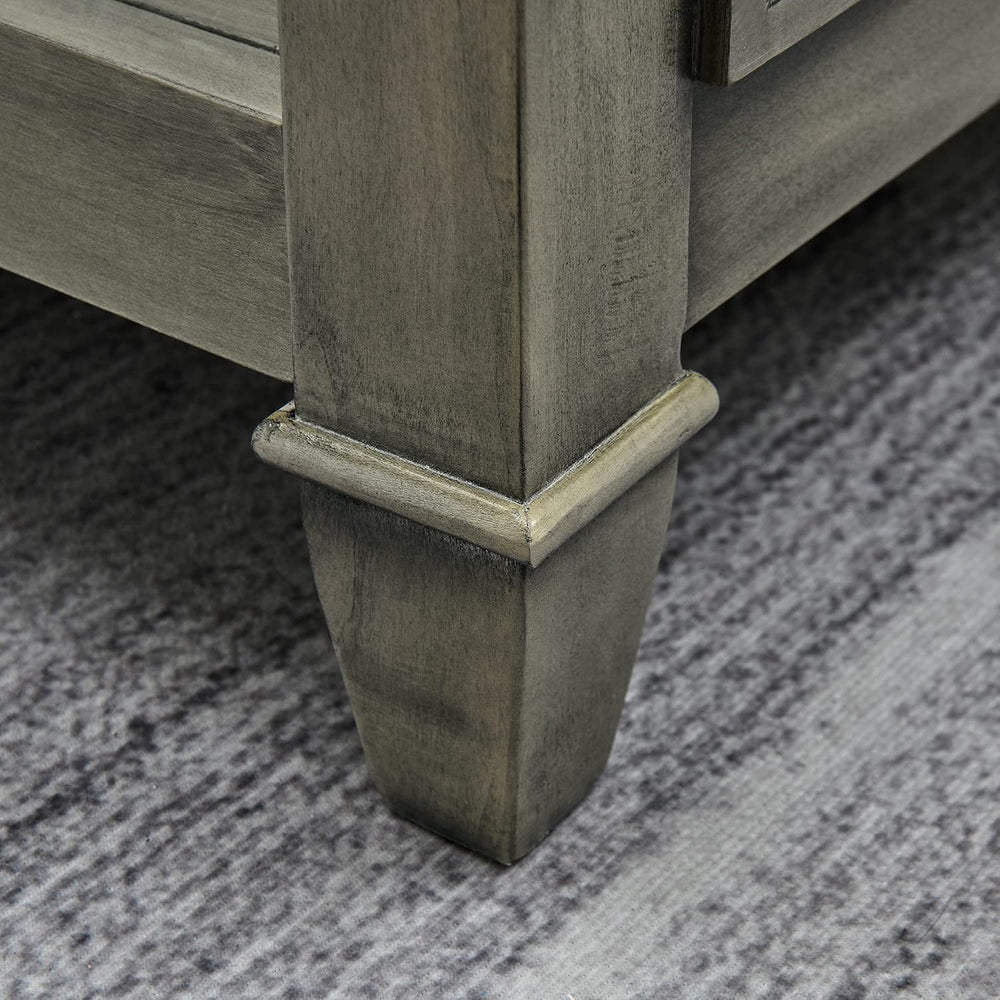 3 Piece Farmhouse Coffee Table & End Tables Set, Antique Grey | Solid Woo...