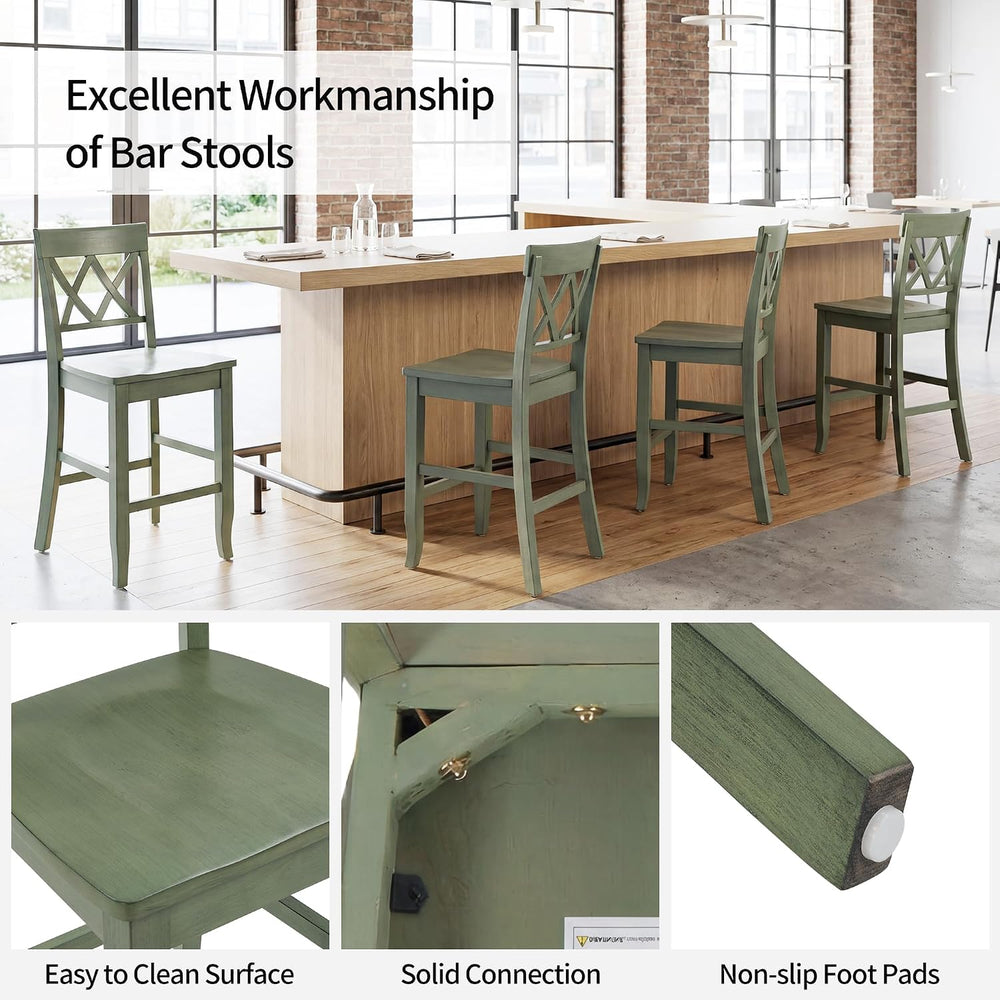 DUHOME 24'' Counter Height Barstools Set of 4, Wood Barstools with Fo...