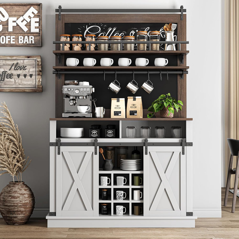 IDEALHOUSE Coffee Bar Cabinet, Farmhouse Buffet Cabinet with Storage, 75"...
