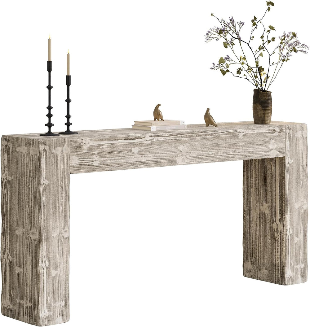 Solid Wood Console Table, 63-Inch Farmhouse Sofa Table Behind Couch for Entry...