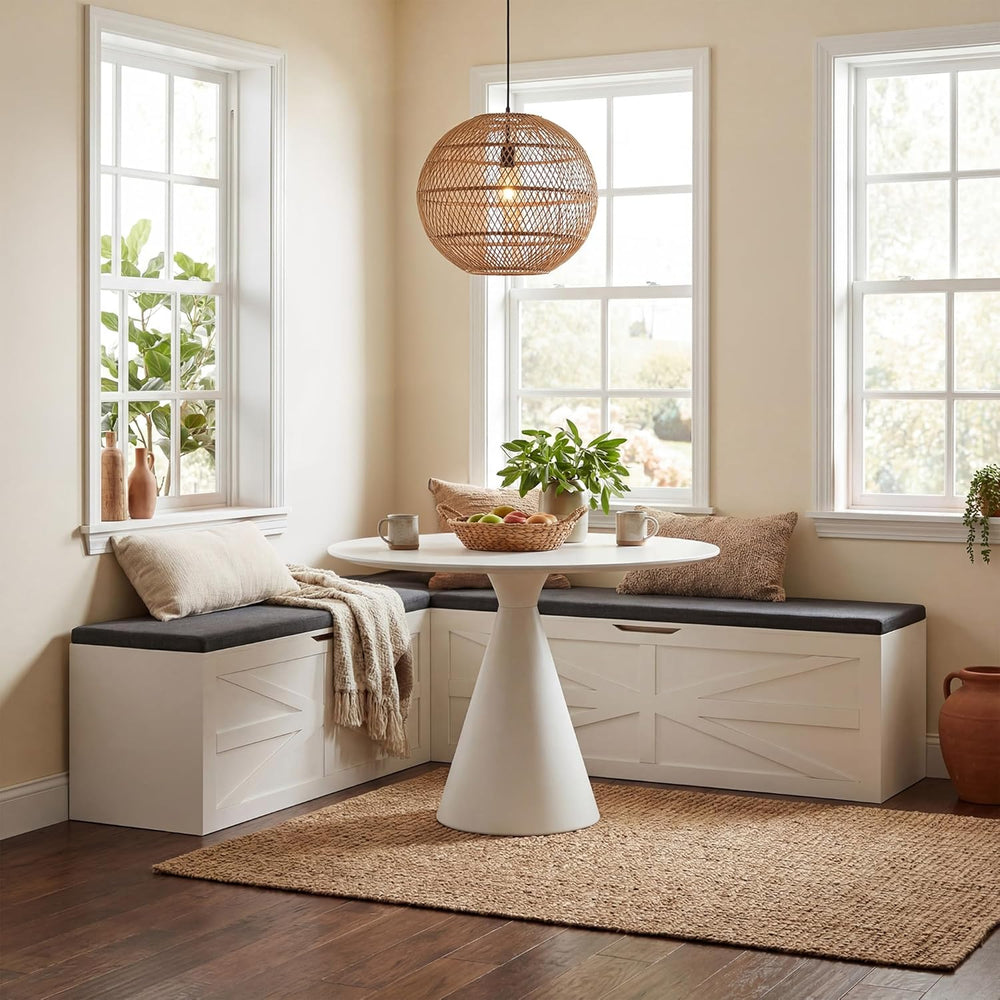 Apicizon L Shaped Storage Bench with Cushion, 63" Breakfast Nook Dining ...