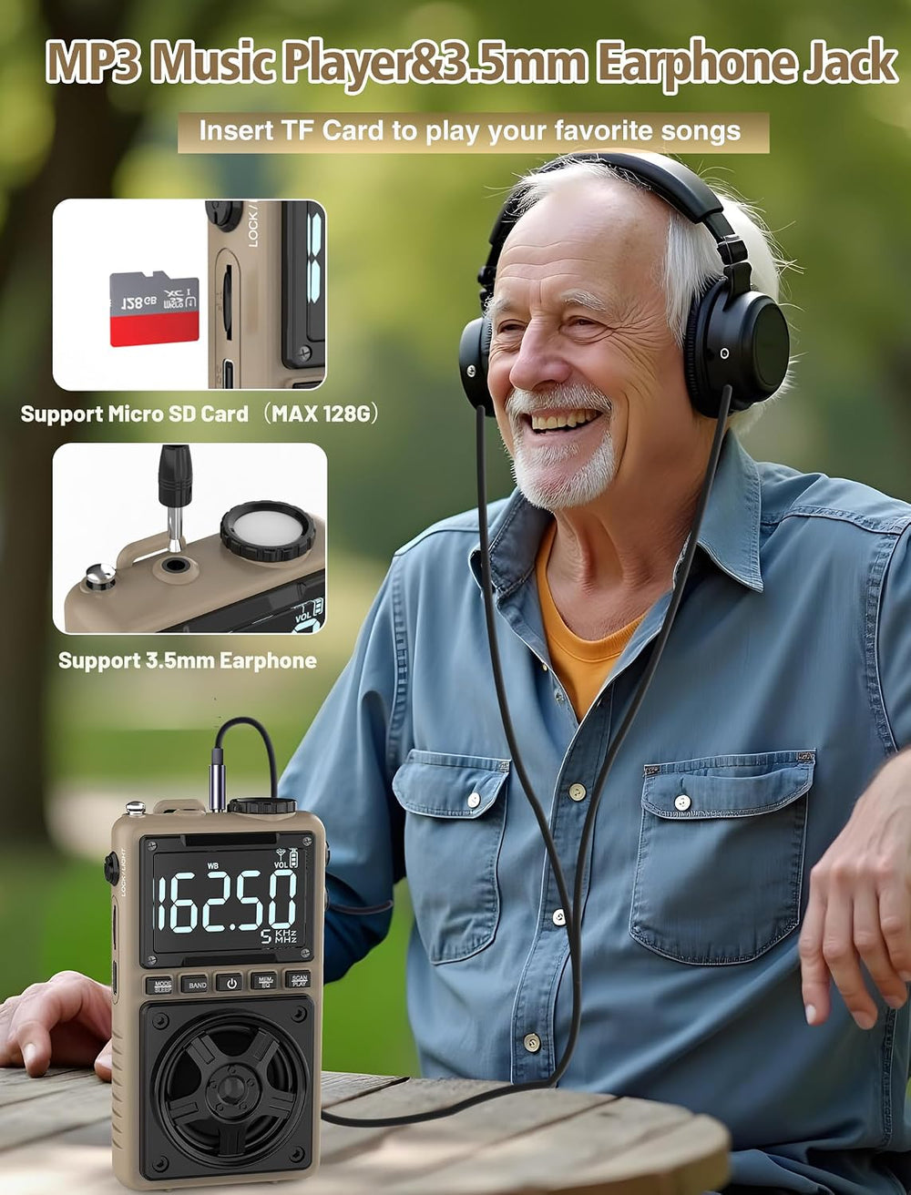 AM FM Shortwave Radio with NOAA Weather Alert,1250mAh Rechargeable Battery