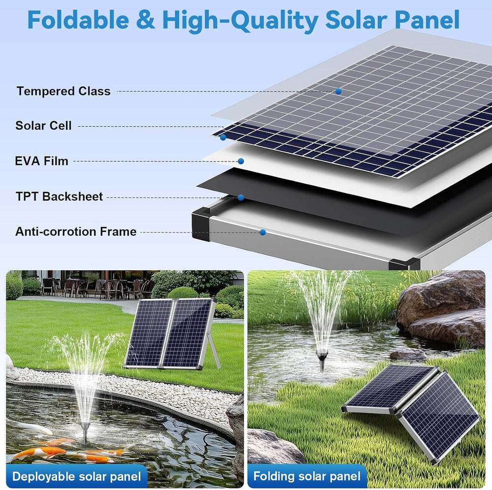 70W Solar Water Pump, Solar Water Fountain with Water Shortage Protection, So...