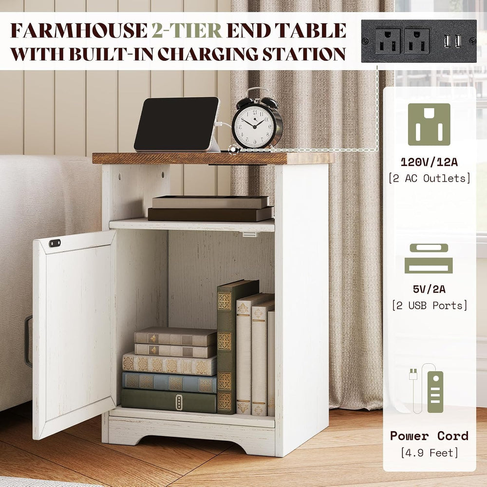 AMERLIFE Farmhouse 5 Piece Living Room Table Set, 59" TV Stand, White | ...