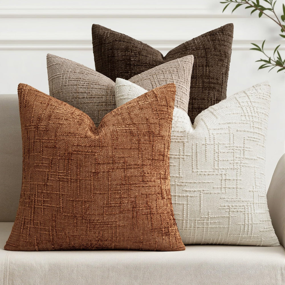 MIULEE Texture Chenille Decorative Throw Pillow Covers Brown 18x18