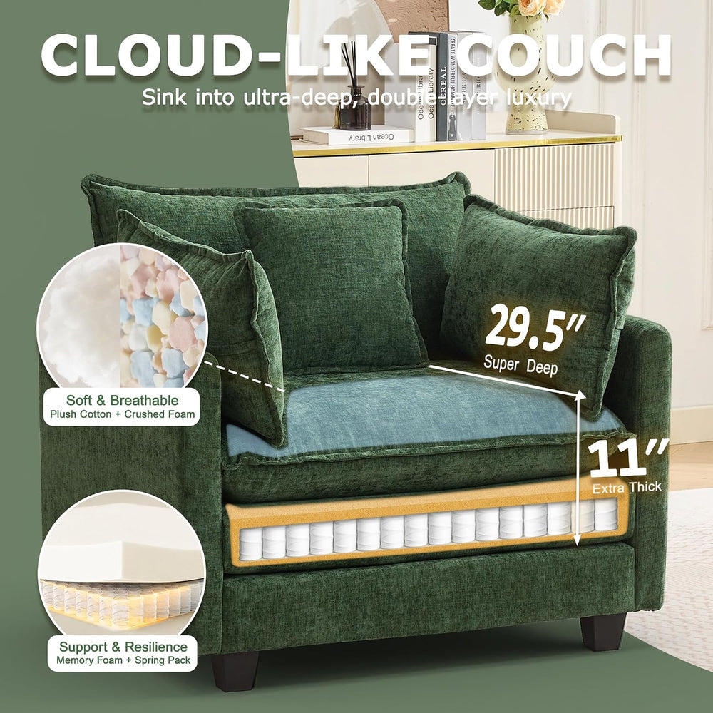 42" Modular Sectional Sofa, Cloud Couch Single-Seat Accent Chair | Comfy...