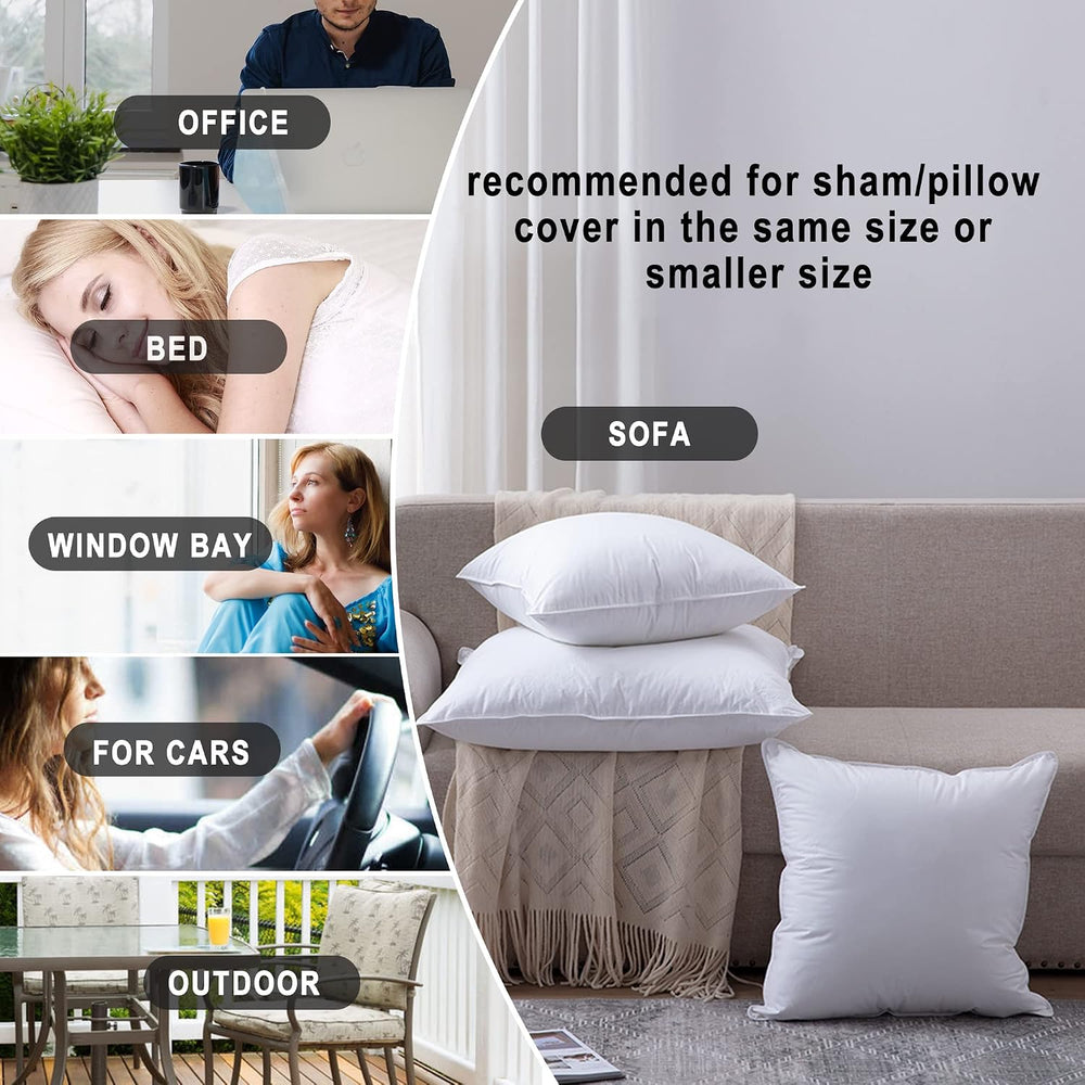 HITO 22x22 Pillow Inserts (Set of 2)- 100% Cotton Covering Down Alternative T...