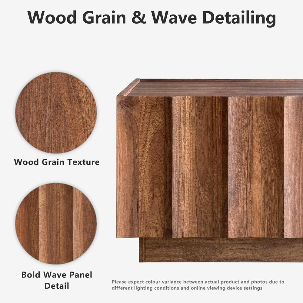 win2win Square Coffee Table with Storage, Wave Design, Walnut