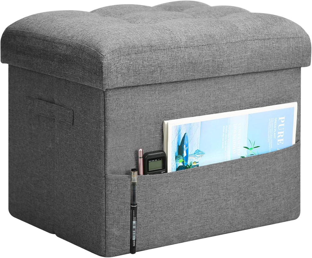 Storage Ottoman with Extra Thick Foam Padded Seat, Foldable Foot Rest Stool w...
