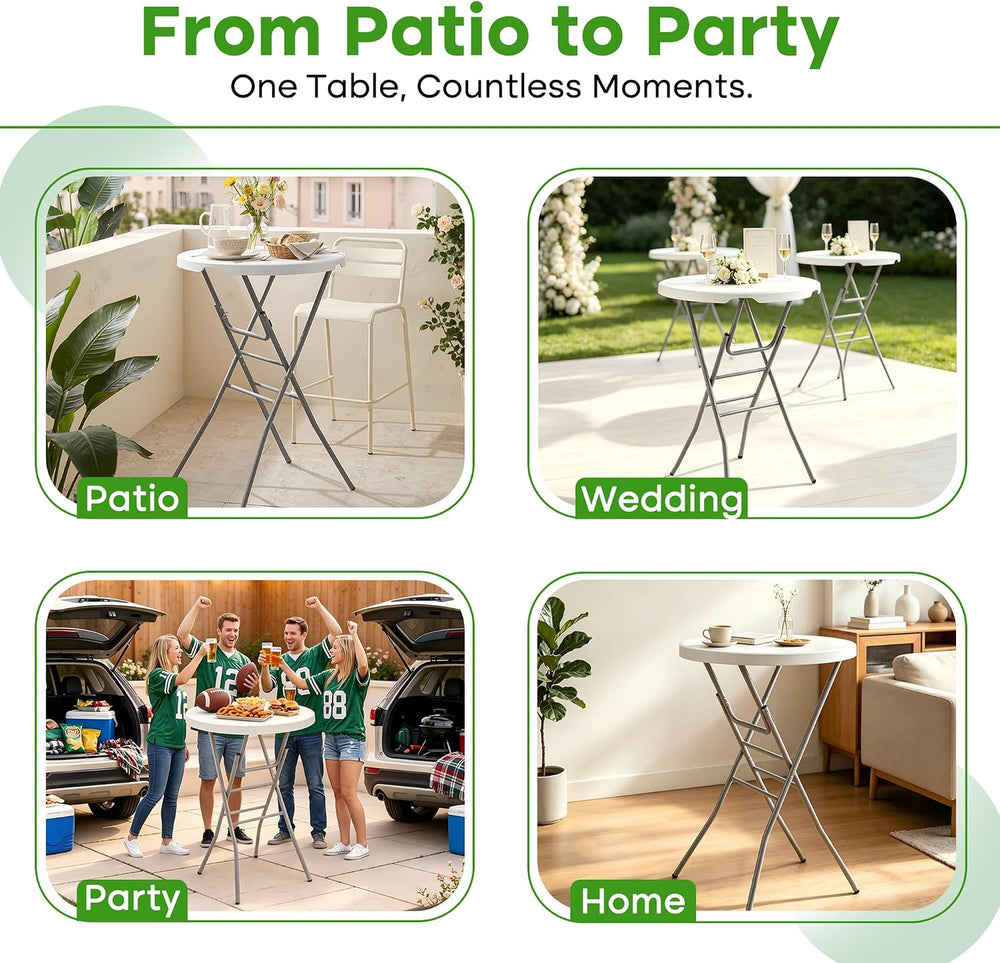 VECELO 28" Round Cocktail Table, Folding Bar Height Table with Removable...