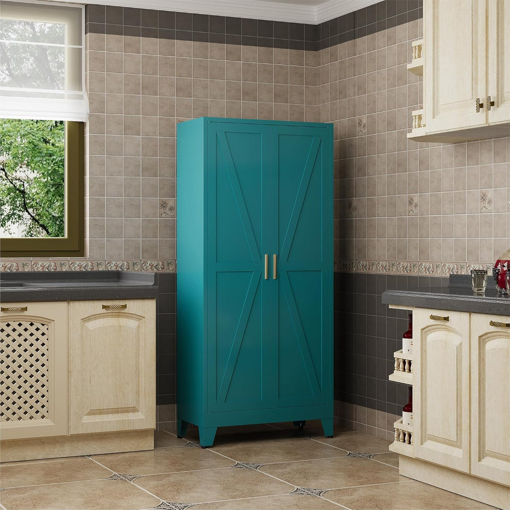 QINPTWUT 61" Metal Storage Cabinet, 4-Tier Kitchen Pantry with 3 Adjusta...