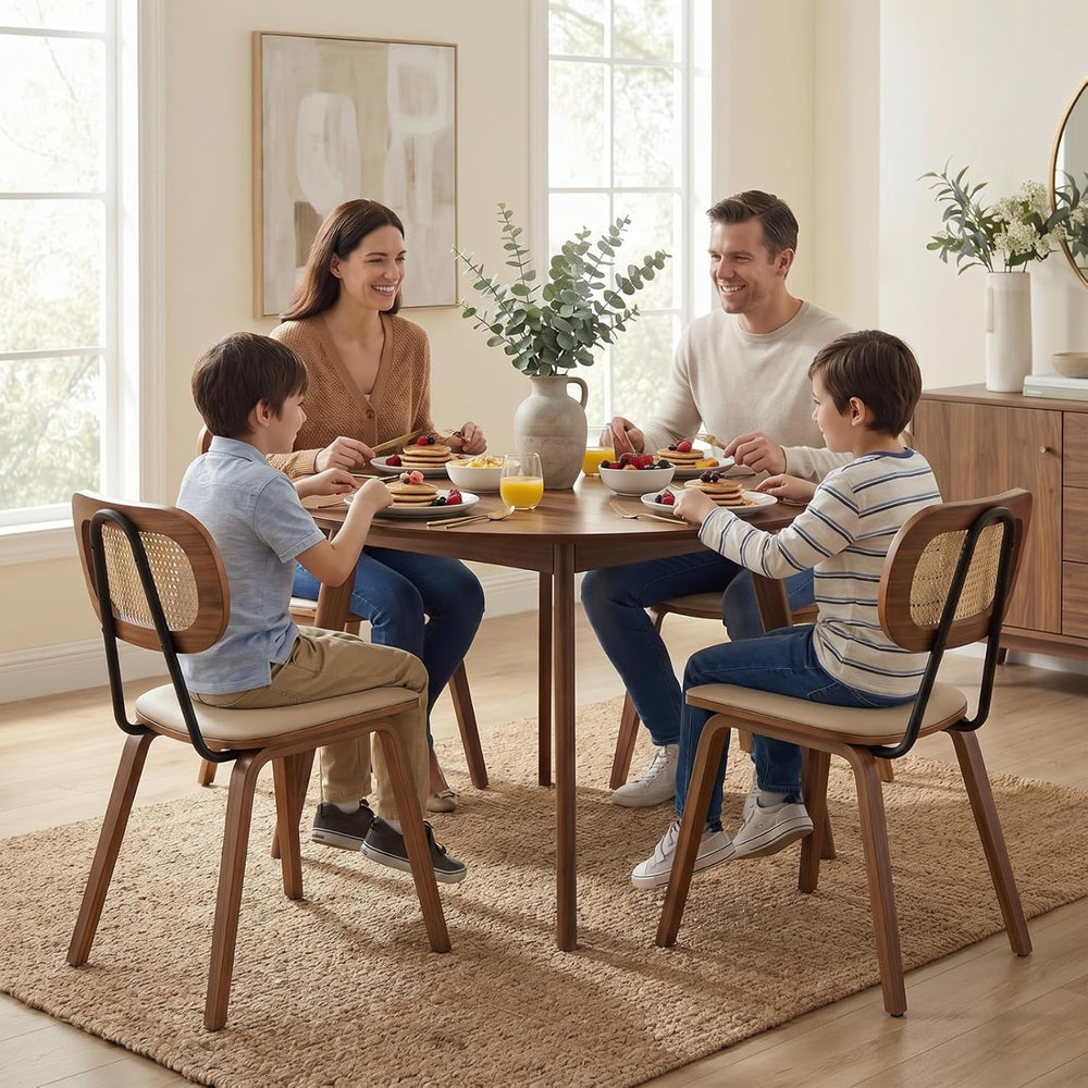 CIMOTA Mid Century Modern Dining Chairs Set of 4, Rattan Back Kitchen Chairs ...