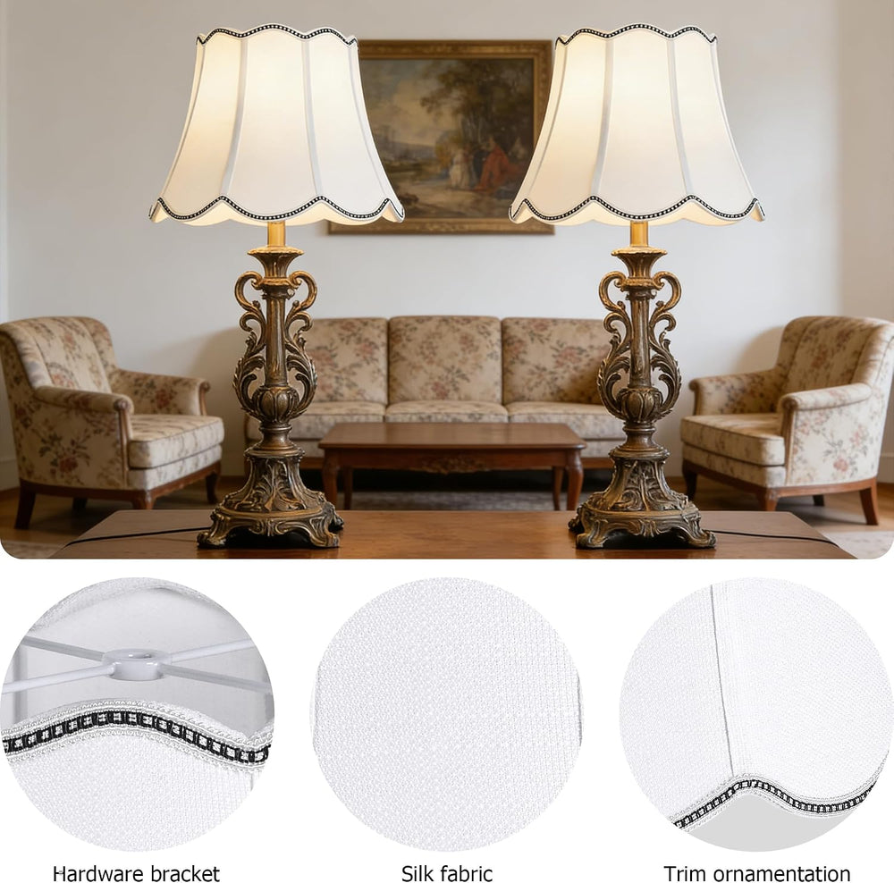 PAPAYA Lamp Shades Set of 2 8"x13"x11" Scalloped Lamp Shade Be...