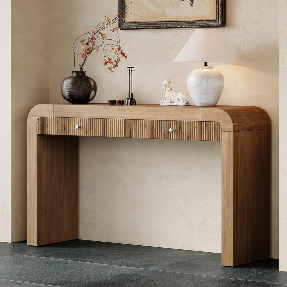 Console Table, 54.3" Wood Couch Table with Drawers, Farmhouse Entryway T...