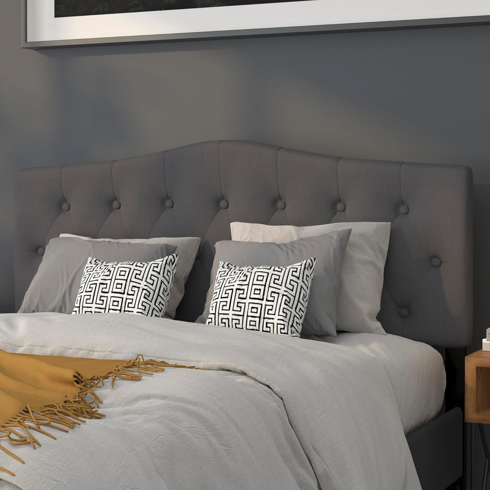 Flash Furniture Queen Tufted Fabric Headboard, Dark Gray