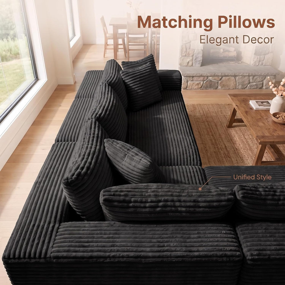 Couch Modular Sectional Sofa Cloud Couch | Oversized Deep-Seat Wide-Wale Cord...