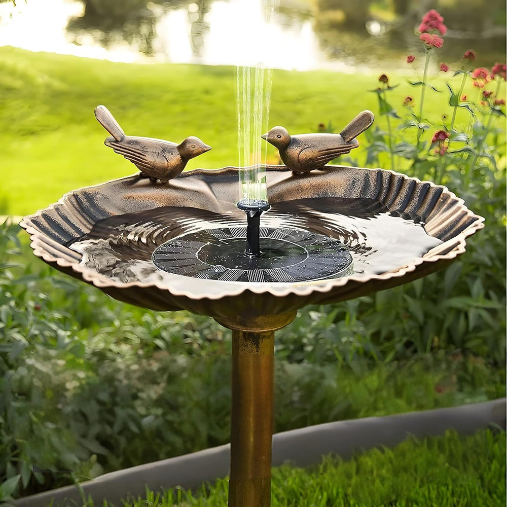Water Fountain and Birdbath Solar Powered Polyresin Vintage Bronze/Green Outd...