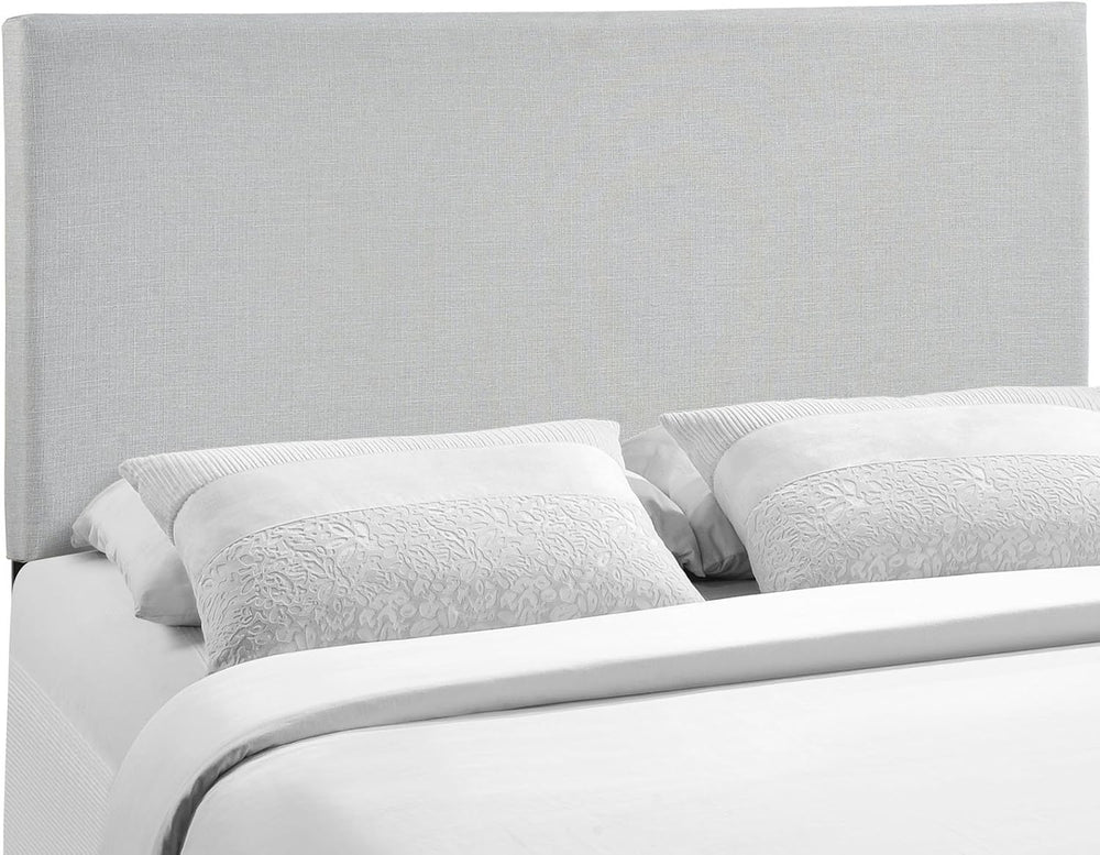Modern Contemporary Queen Size Upholstered Headboard, Grey Fabric