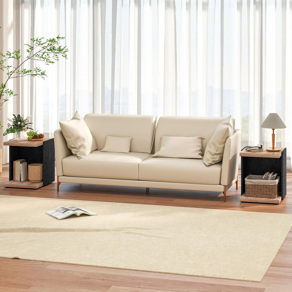 Giantex Modern End Table Set of 2, 2-Tier Sofa Side Table with Open Storage S...