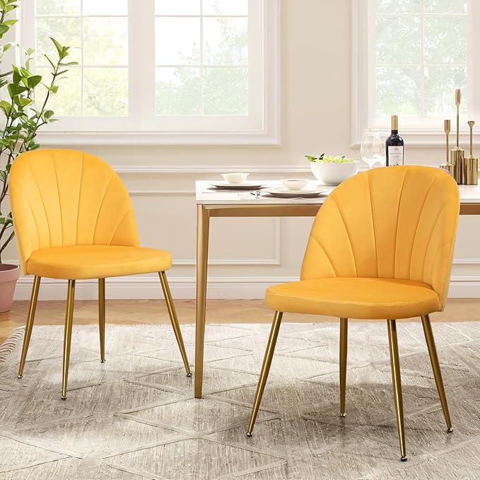 Velvet Dining Chairs Set of 2, Upholstered Mid Century Modern Dining Chairs, ...