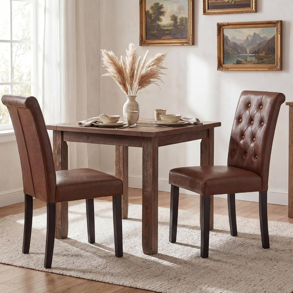 LSSBOUGHT Set of 2 Modern Tufted Dining Chairs, Button Padded Fabric Chairs w...