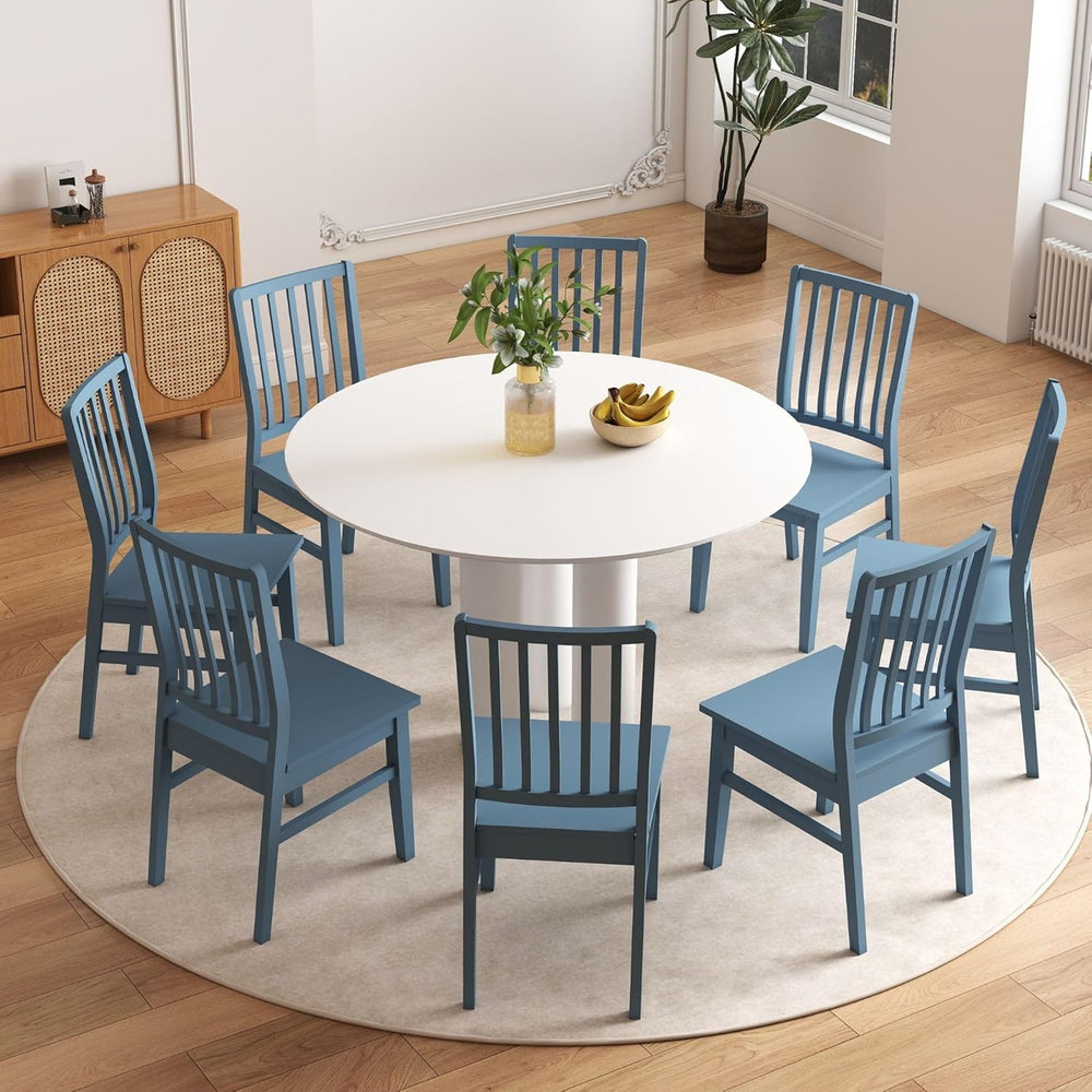 HNY Blue Wood Dining Chairs Set of 4, Farmhouse Kitchen Chairs with High Back...