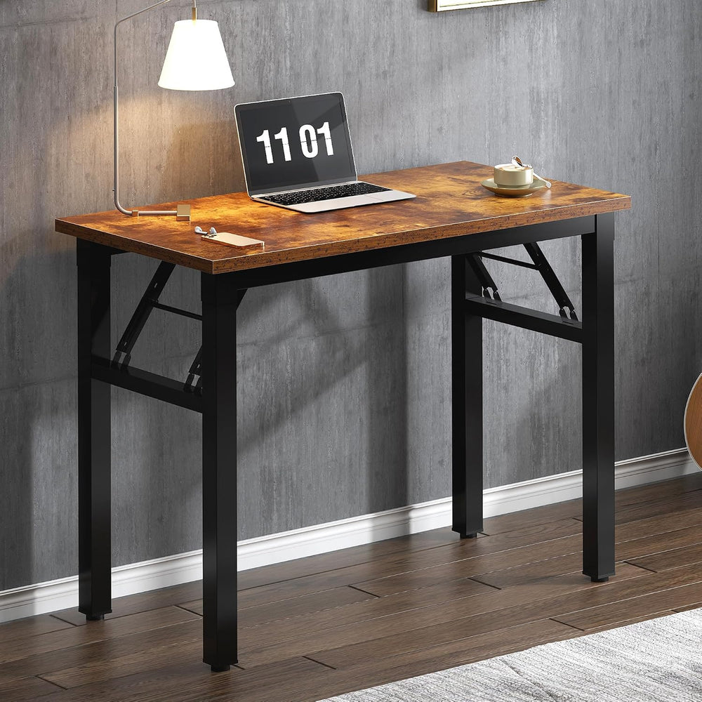 Need Small Folding Computer Desk, 31.5 Inch Writing Table, Rustic Brown