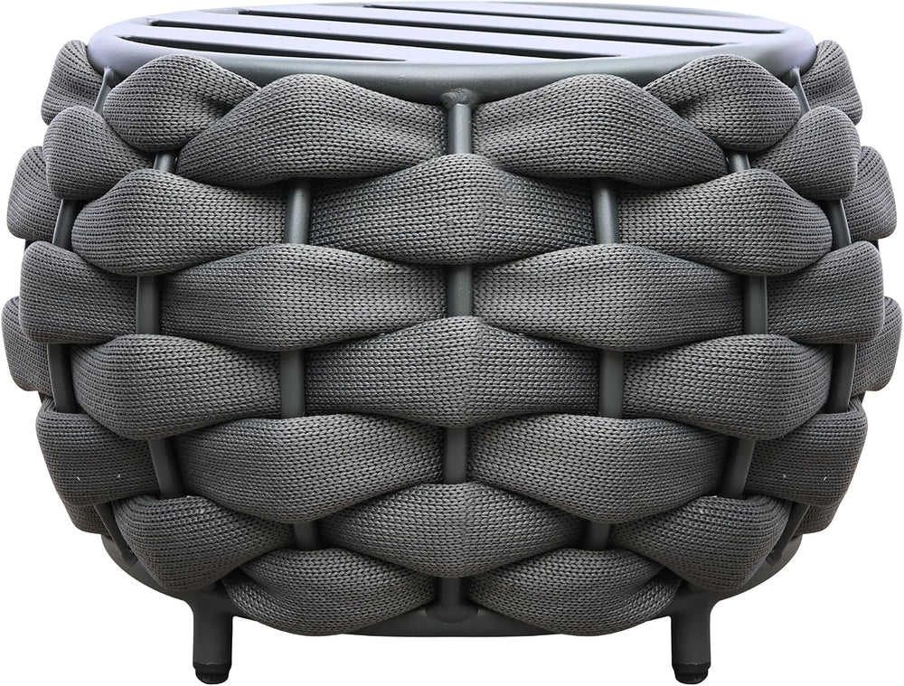 TWT Aluminium Patio Sofa Ottoman Handwoven PVC Rope with Thick Cushion All We...