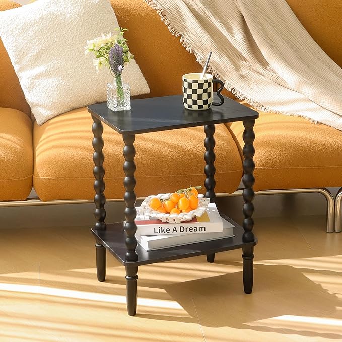 End Tables Set of 2, Small Side Table with Storage Shelf, Nightstands for Bed...