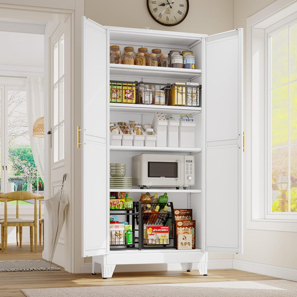 GAIOUS 71" Tall Metal Storage Cabinet with 2 Doors and 4 Adjustable Shel...