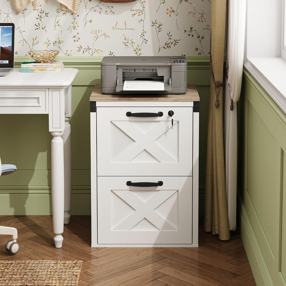DEVAISE 2-Drawer File Cabinet with Lock, Wood Office Filing Cabinets, White |...