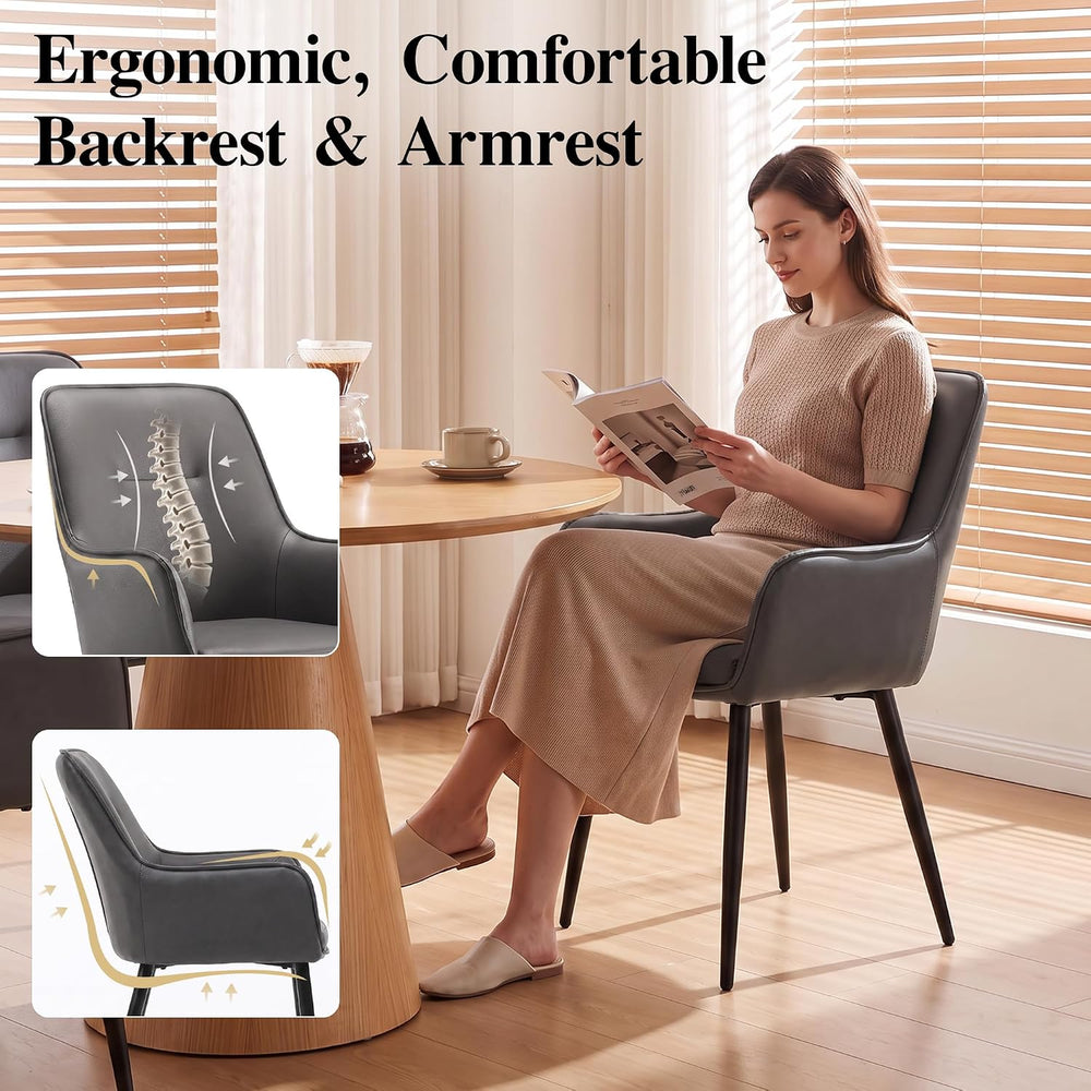 TUKAILAi Dining Chairs Set of 2, Faux Leather Dining Chairs with Arms, Uphols...