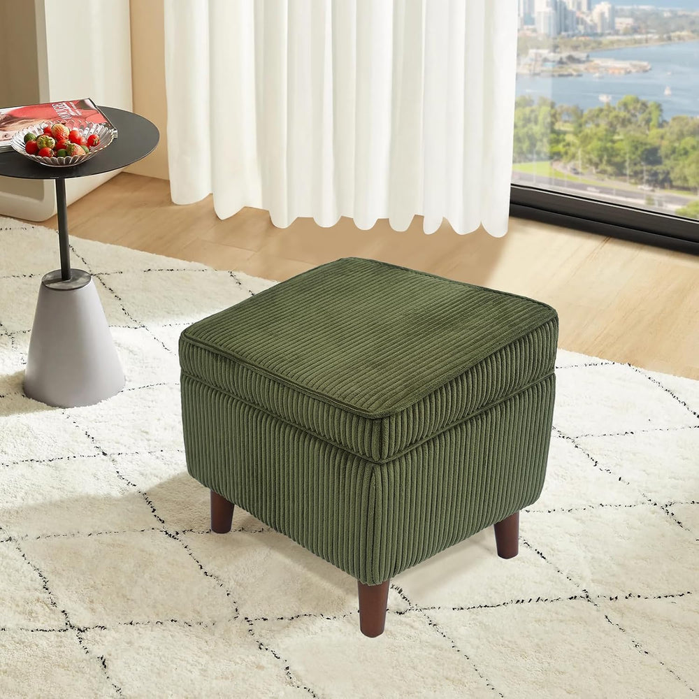 FAGAGA Storage Ottoman with Adjustable Lid, Corduroy Foot Rest | Soft Step St...