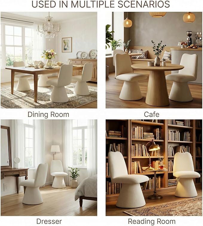 Swivel Dining Chairs Set of 1, Modern Upholstered Dining Chair Mid Century Ki...