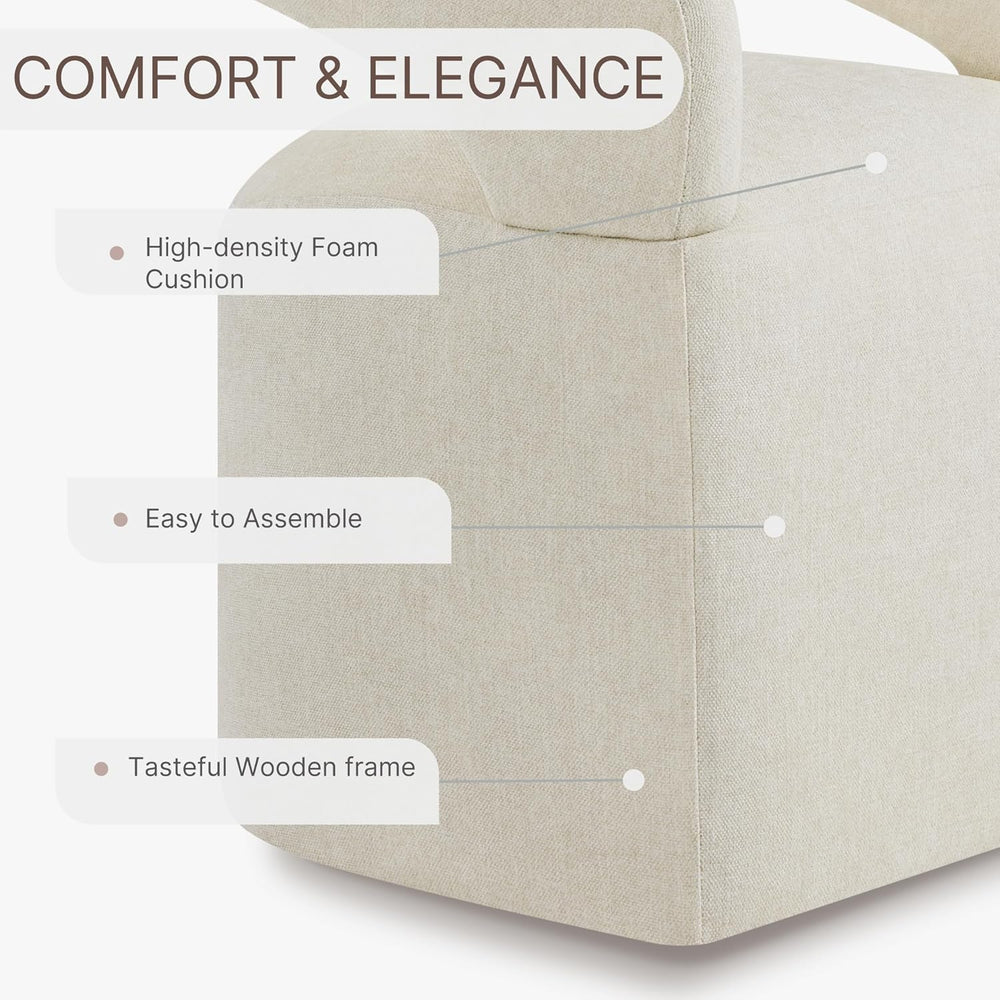 KISLOT Upholstered Dining Chairs with Casters Easy Assembly Require Modern Ba...