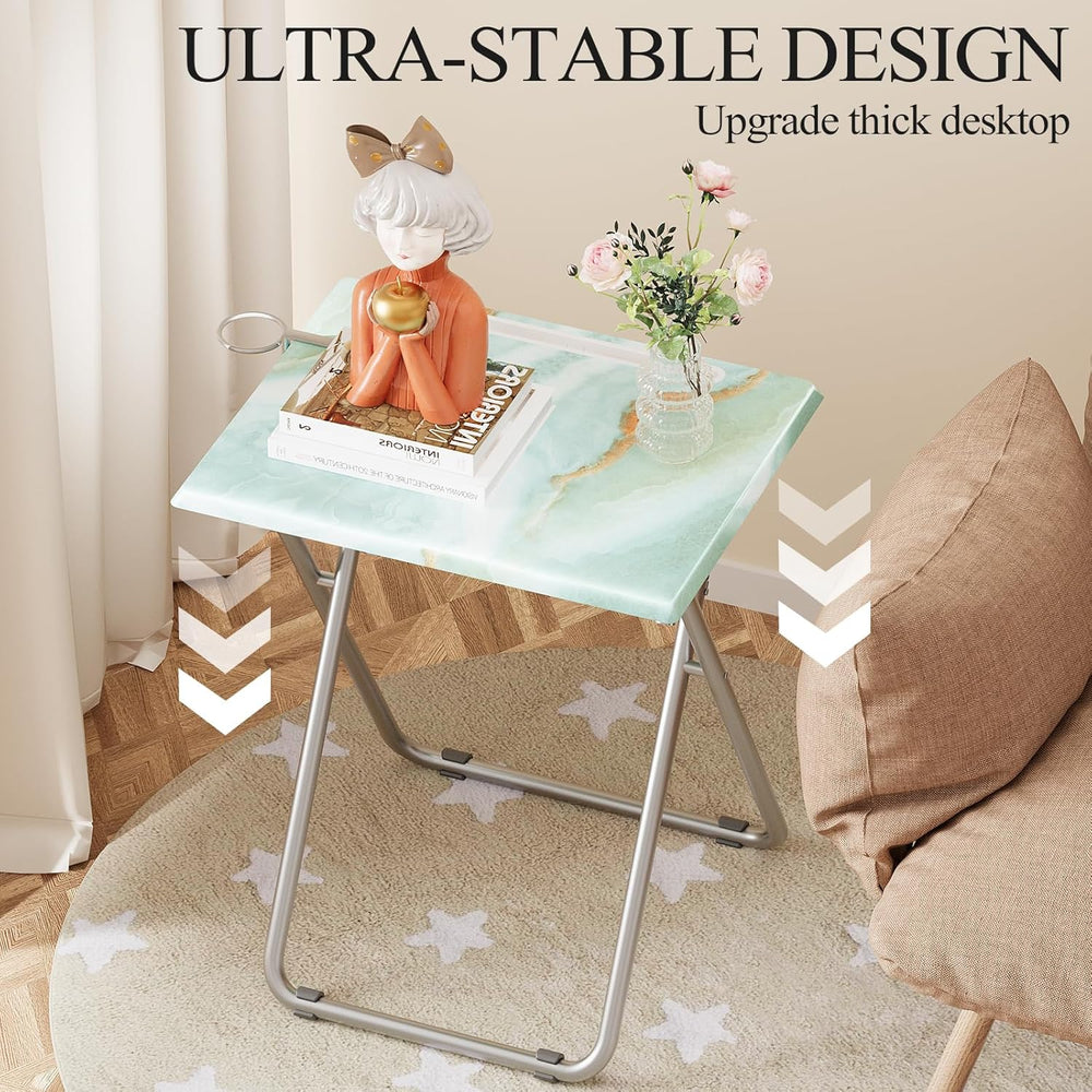 TV Trays Table Set of 2 Portable Folding TV Tray Table TV Dinner Tray with St...