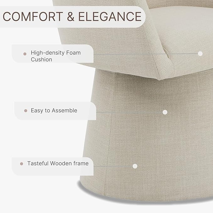 Swivel Dining Chairs Set of 4, Upholstered Mid Century Modern Deskchair with ...