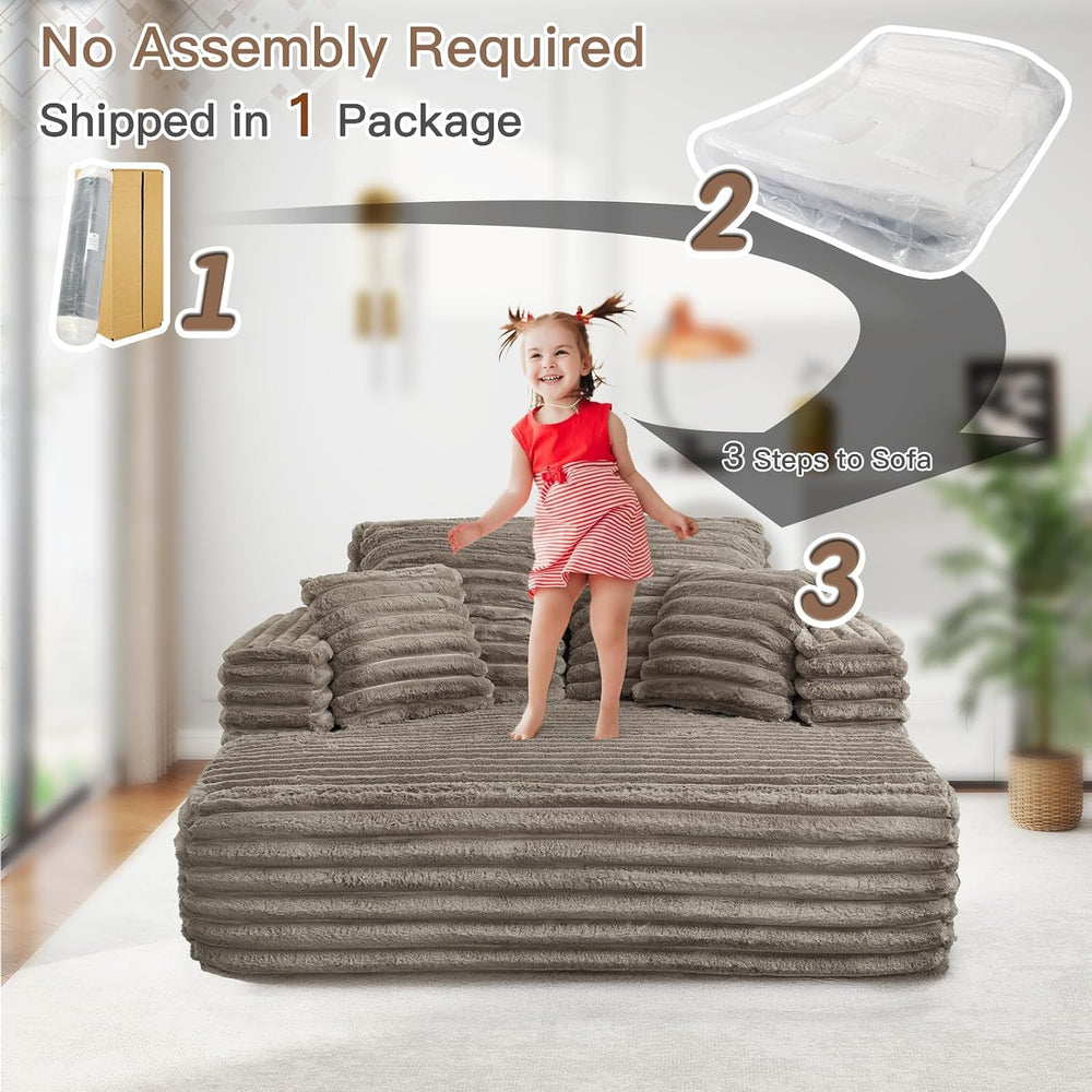 JEEOHEY 56" Oversized Chaise Lounge Chair Indoor,Plush Faux Fur Sleeper ...