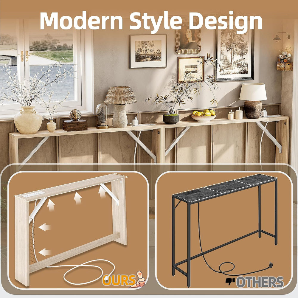 TIQLAB 5.9 Inch Narrow Console Table with Power Outlet,Sofa Table Set of 2,To...