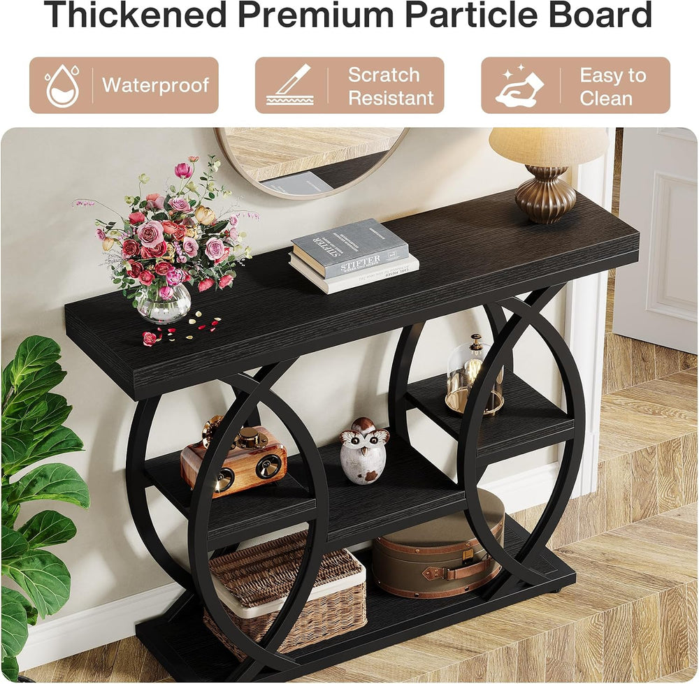 Tribesigns 39.4" Console Table, 4-Tier Sofa Table, Accent Tables, Black