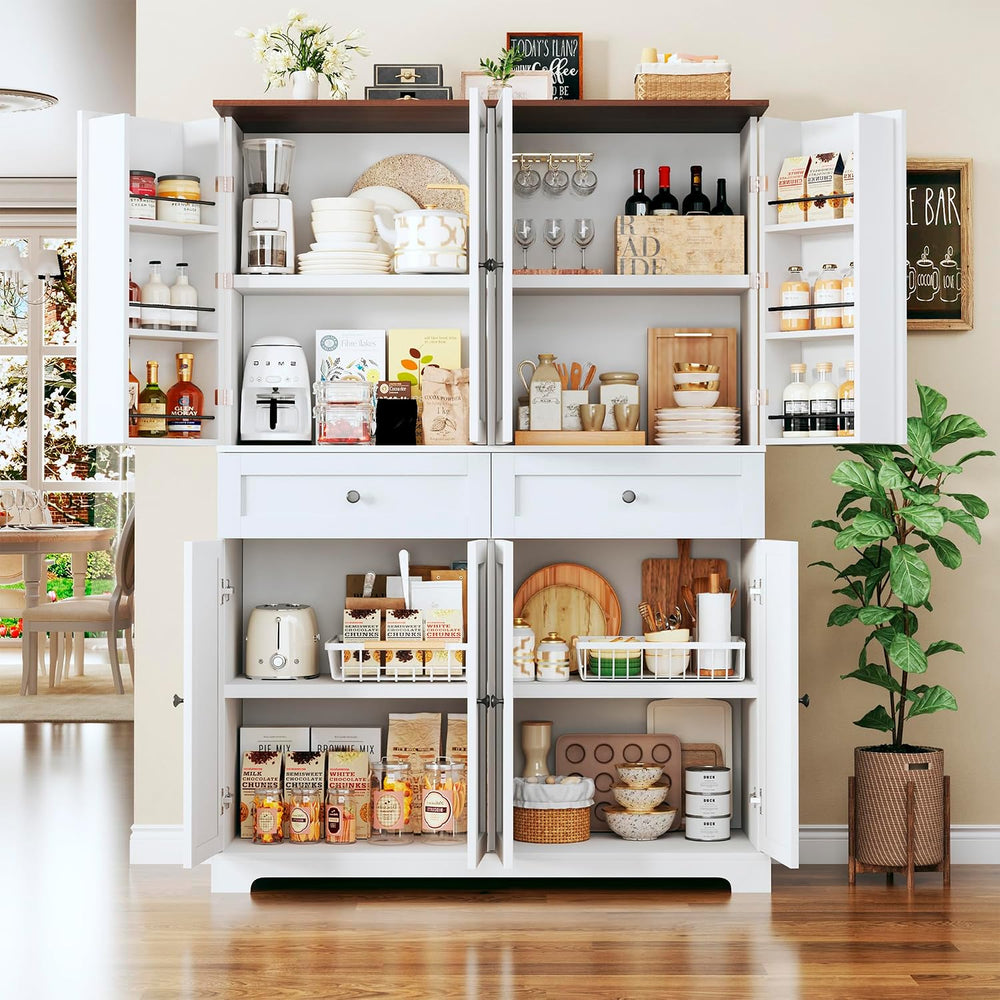 HUAHUU 71" Kitchen Pantry Cabinet with 6 Door Shelves, Tall Pantry Stora...